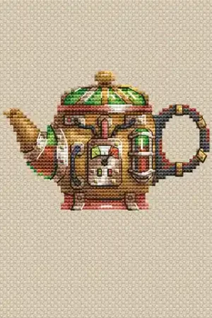 Luxury Tea Set Steampunk - PDF Cross Stitch Pattern