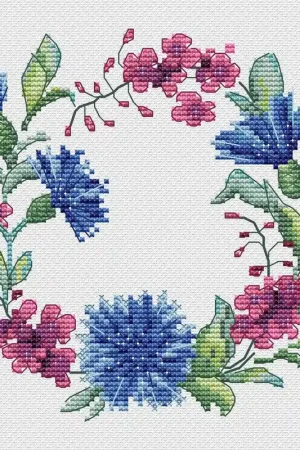 Wreath of cornflowers - PDF Cross Stitch Pattern Don’t Miss Out