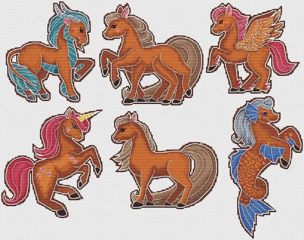Gingerbread horses - PDF Cross Stitch Pattern Grab Now