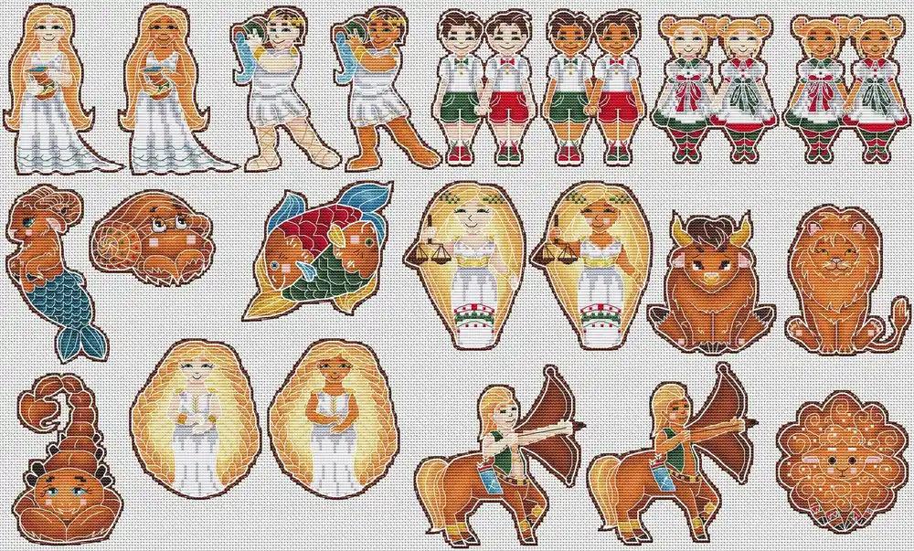 Zodiac signs gingerbreads - PDF Cross Stitch Pattern Hassle-Free Returns