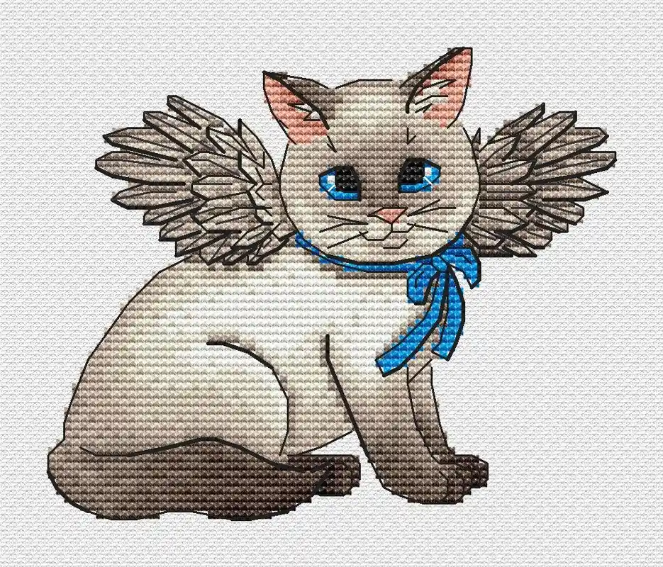 Don’t Miss Out Angel Cat - PDF Cross Stitch Pattern