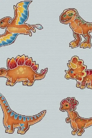 Gingerbread Dinosaurs - PDF Cross Stitch Pattern Free Returns