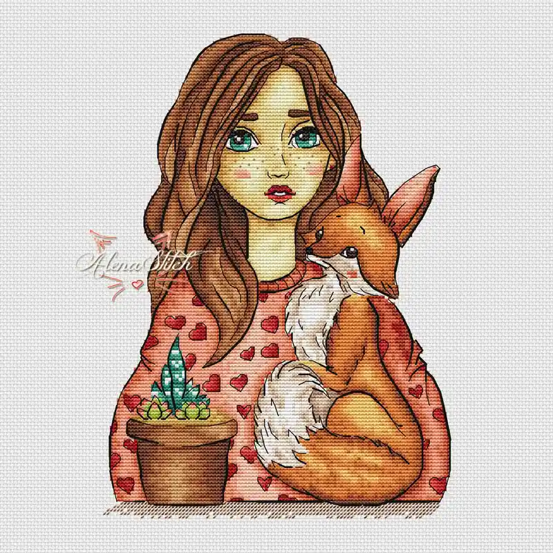 Girl with a fox - PDF Cross Stitch Pattern New Release