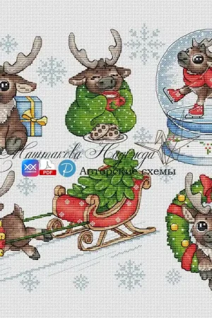 Set "Funny Deer" - PDF Cross Stitch Pattern Best Price