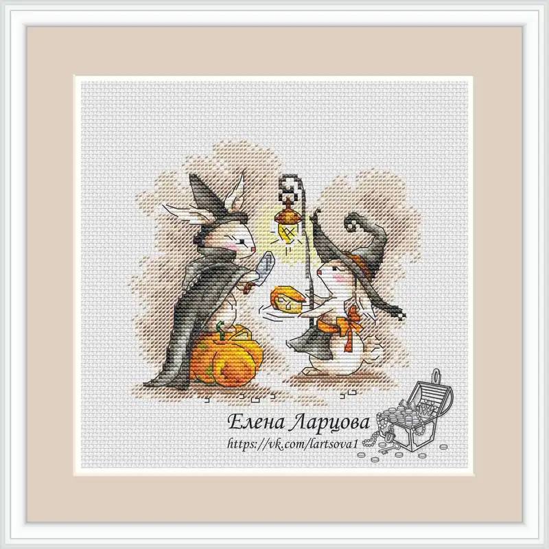 Autumn Bunnies. Halloween - PDF Cross Stitch Pattern Seasonal Sale