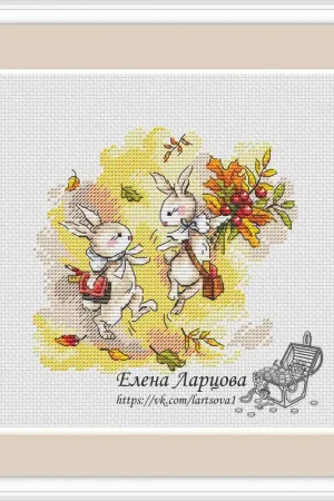 Autumn Bunnies. 1th September - PDF Cross Stitch Pattern Limited Edition