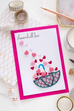 Bargain Postcard cross-stitch kit - Love rain AOO-006