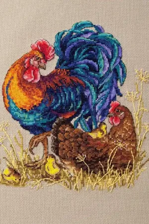 Low Price Rooster & Hen K-61 Counted Cross-Stitch Kit