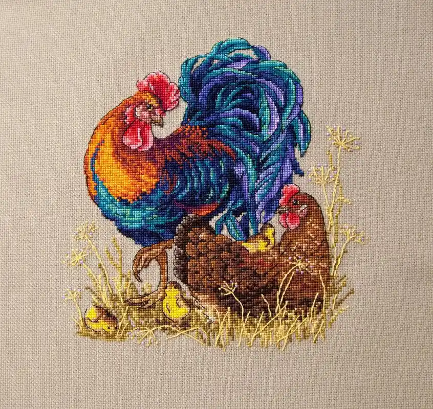 Low Price Rooster & Hen K-61 Counted Cross-Stitch Kit
