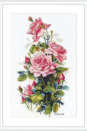 Big Sale Pink Roses K-155 Counted Cross-Stitch Kit