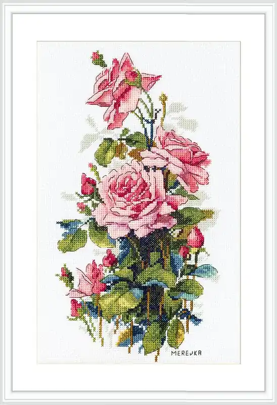 Big Sale Pink Roses K-155 Counted Cross-Stitch Kit