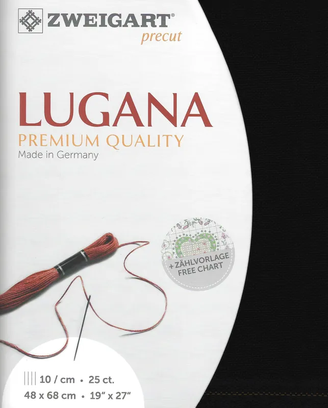 Precut Zweigart Lugana 25 count Black 3835/720 Fast Shipping