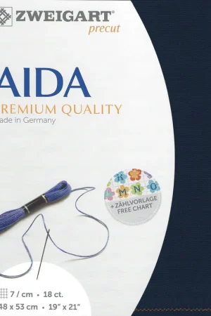 Sale Precut Zweigart Fein-Aida 18 count Navy 3793/589