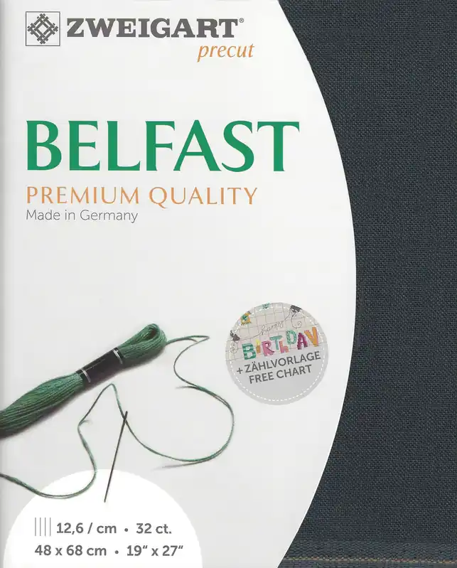 Certified Precut Zweigart Belfast 32 count Charcoal Gray 3609/7026