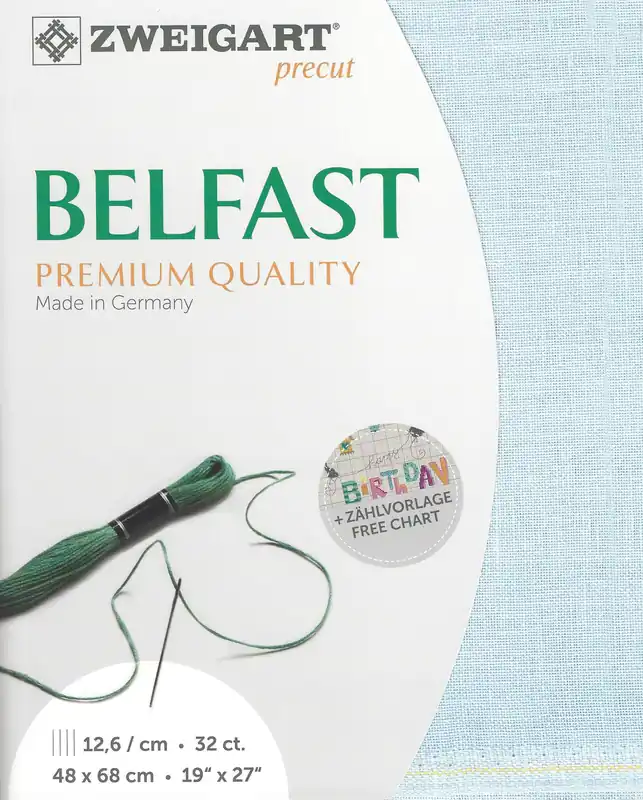 New Arrival Precut Zweigart Belfast 32 count Ice Blue 3609/562