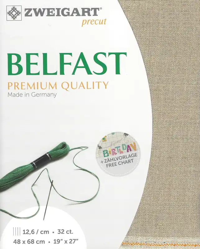 Warranty Included Precut Zweigart Belfast 32 count Raw 3609/53