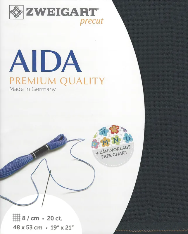Precut Zweigart Aida extra fine 20 count Charcoal Grey 3326/7026 Handmade