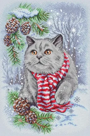 In Demand Winter Cat L8997 Counted Cross Stitch Kit