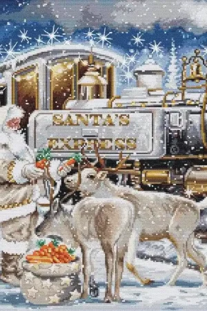 Secure Checkout Santa's Express White BU5038L Counted Cross-Stitch Kit