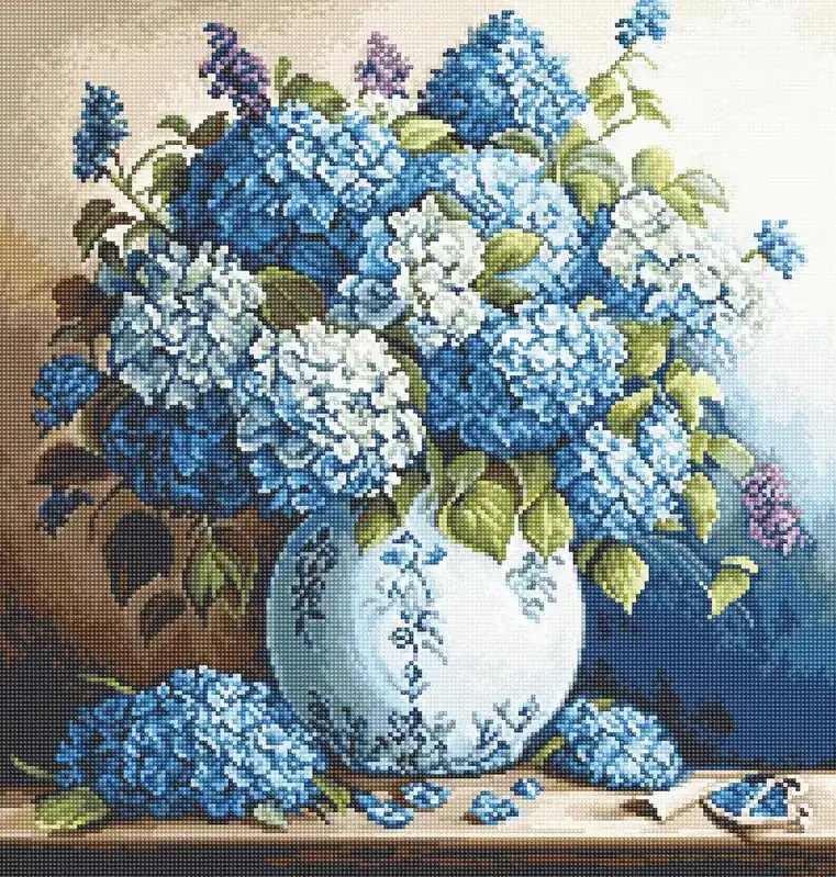 Limited Time Vase with Hydrangeas B700L Counted Cross-Stitch Kit