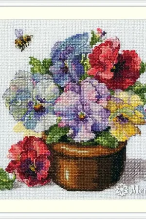 Low Price Spring Pansies K-215 Counted Cross-Stitch Kit