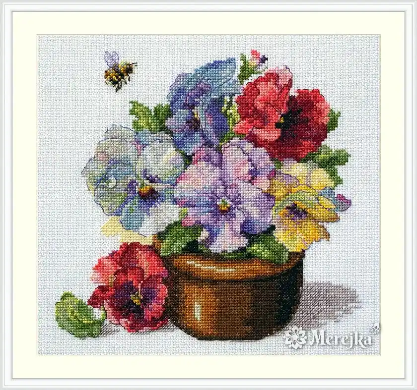 Low Price Spring Pansies K-215 Counted Cross-Stitch Kit