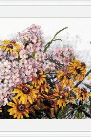 Secure Checkout Black Eyed Susans and Phlox K-208 Counted Cross-Stitch Kit