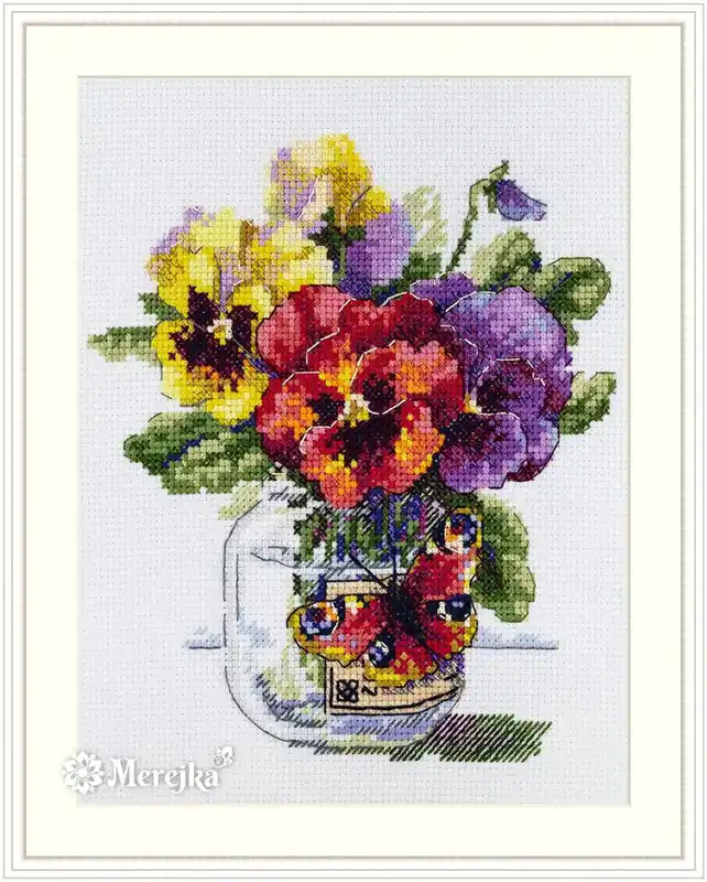 Special Discount Pansies and Butterfly K-153 Counted Cross-Stitch Kit