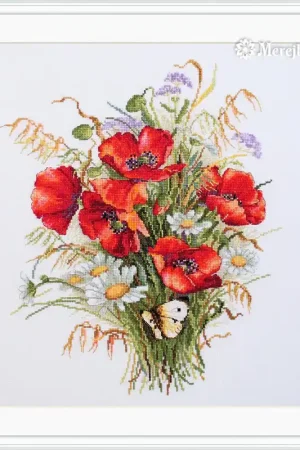 Handmade Poppies and Oats K-128 Counted Cross-Stitch Kit
