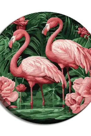Time-Limited Painting by Numbers kit Flamingos in flowers KHO-R1005