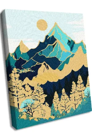 Final Sale Painting by Numbers kit Mountain landscape with extra metallic paints KHO5102