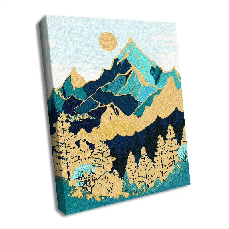 Final Sale Painting by Numbers kit Mountain landscape with extra metallic paints KHO5102