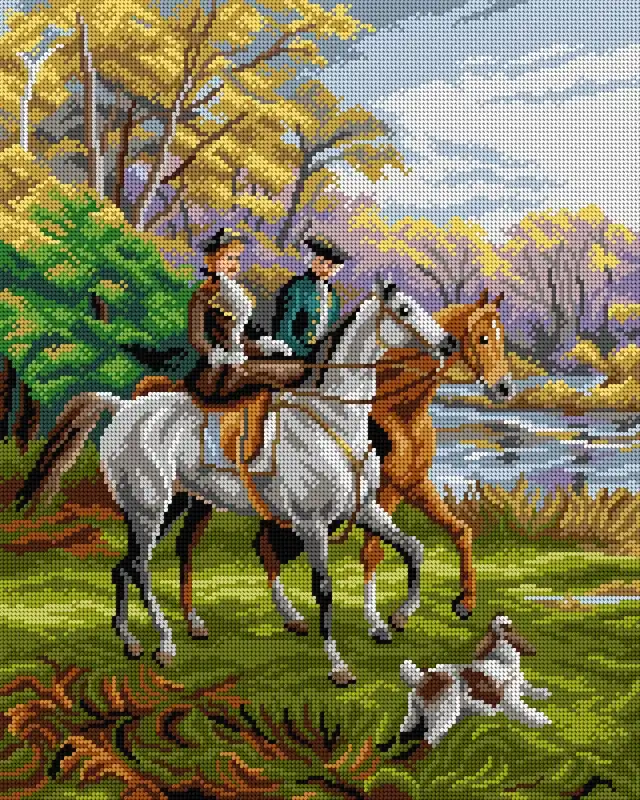 The Morning Ride 3041M Needlepoint canvas for halfstitch without yarn Top Pick