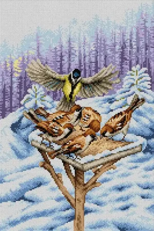 Winter Feeder 2284M Needlepoint canvas for halfstitch without yarn Top Rated