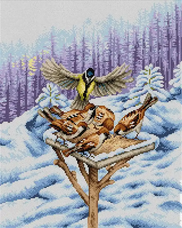 Winter Feeder 2284M Needlepoint canvas for halfstitch without yarn Top Rated