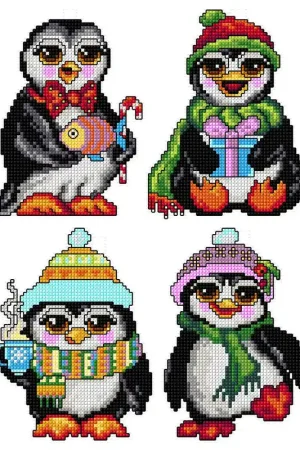 Christmas penguins 157CS Counted Cross-Stitch Kit Handmade