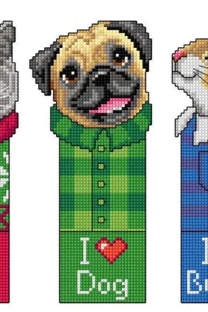 Premium Pets set of 3 designs 7696 Counted Cross-Stitch Kit