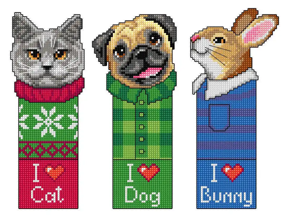 Premium Pets set of 3 designs 7696 Counted Cross-Stitch Kit