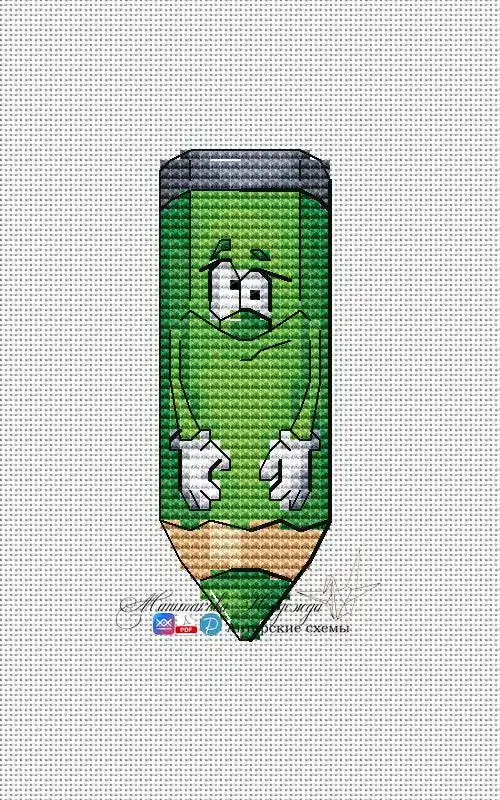 Order Now Green Pencil - PDF Cross Stitch Pattern