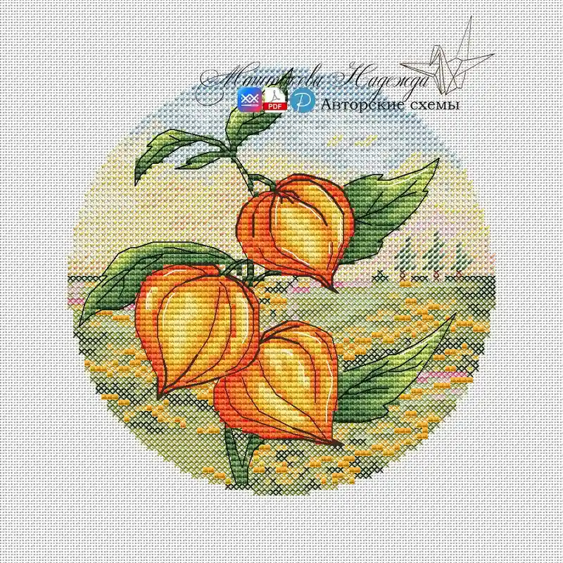 Hassle-Free Returns Autumn Circles. Physalis - PDF Cross Stitch Pattern