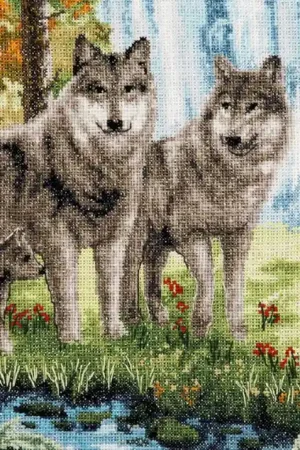 Affordable Counted cross stitch kit Wolf family M-469C