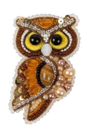 Beadwork kit for creating brooch Crystal Art Owl BP-346C Sale