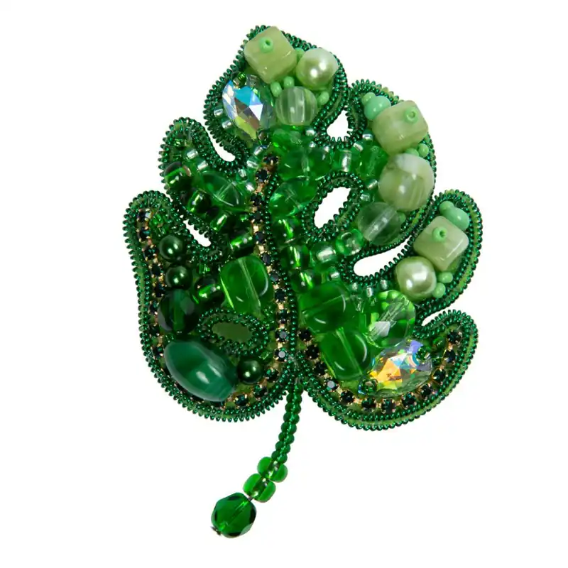 Beadwork kit for creating brooch Crystal Art Monstera BP-345C Save Now