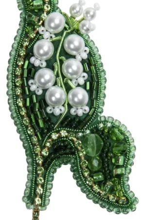 Beadwork kit for creating brooch Crystal Art Lily of the valley BP-343C Instant Buy