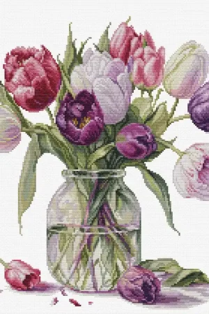 Bouquet of Tulips B7029L Counted Cross-Stitch Kit Grab Now