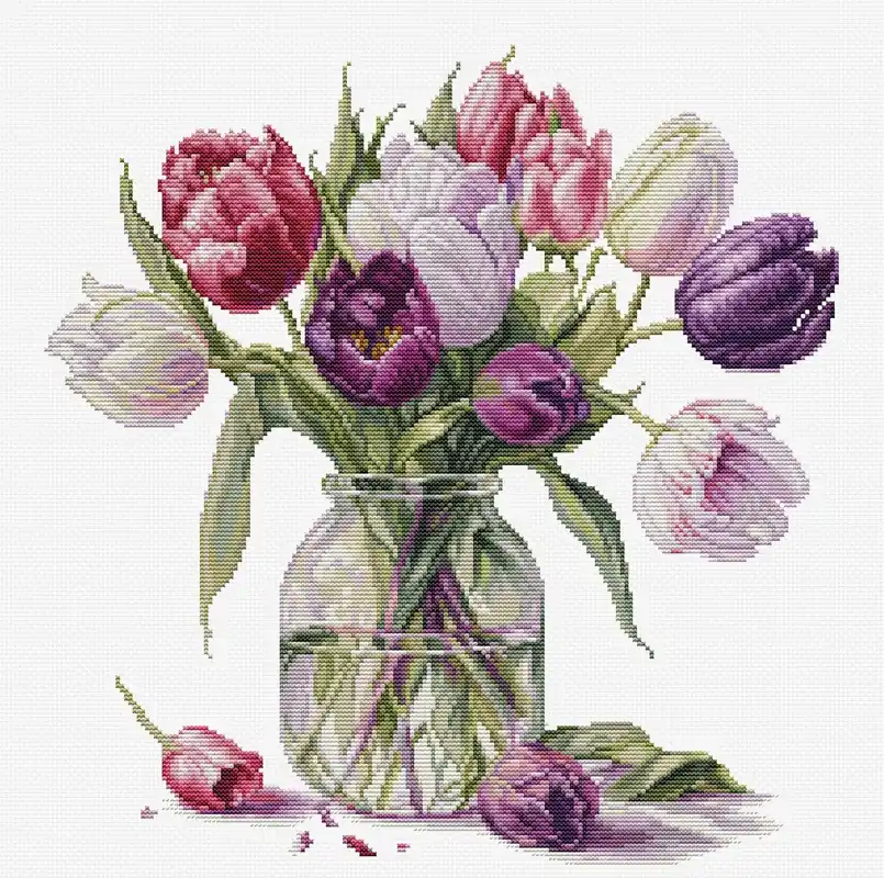 Bouquet of Tulips B7029L Counted Cross-Stitch Kit Grab Now