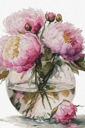 Trending Bouquet of Peonies B7028L Counted Cross-Stitch Kit