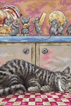 Grab Now When the Cat Sleeps L8072 Counted Cross Stitch Kit