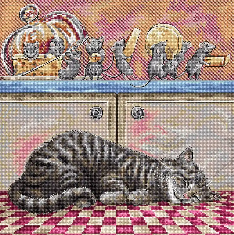 Grab Now When the Cat Sleeps L8072 Counted Cross Stitch Kit