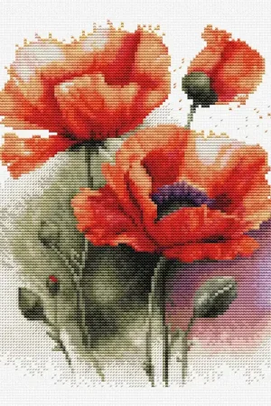 The Poppy Flowers B7024L Counted Cross-Stitch Kit Authentic